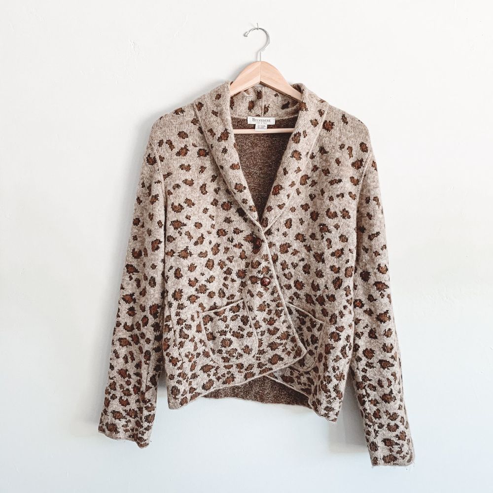 Belvedere Italian Leopard Print Cardigan
